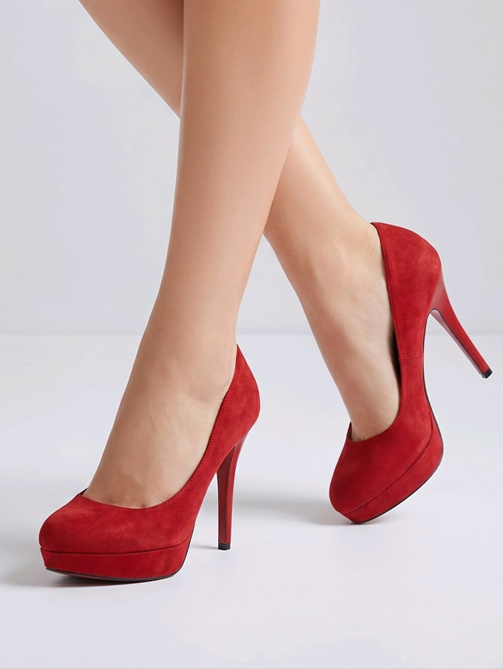 Mossimo Vibrant Red Suede Platform Heels